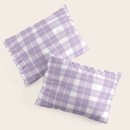 Wavy Plaid Lilac White Pillow Sham Gallery Image 3