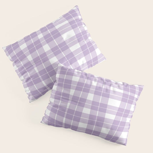Wavy Plaid Lilac White Pillow Sham Gallery Image 1