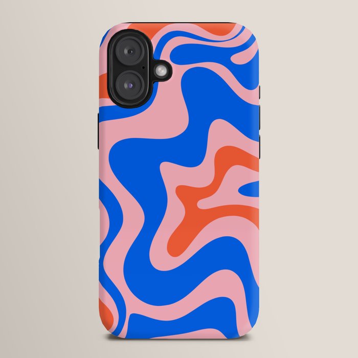 Retro Liquid Swirl Abstract Pattern in Pink, Red-Orange, and Bright Blue iPhone Case Gallery Image 14