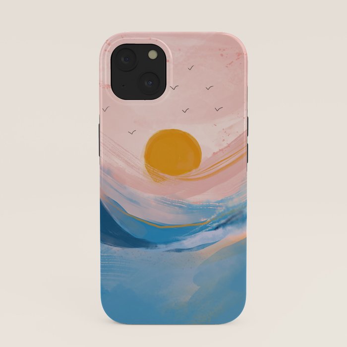 Pink and Blue Abstract Art Ocean and Sunrise iPhone Case Gallery Image 37