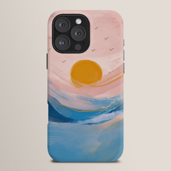 Pink and Blue Abstract Art Ocean and Sunrise iPhone Case Gallery Image 16