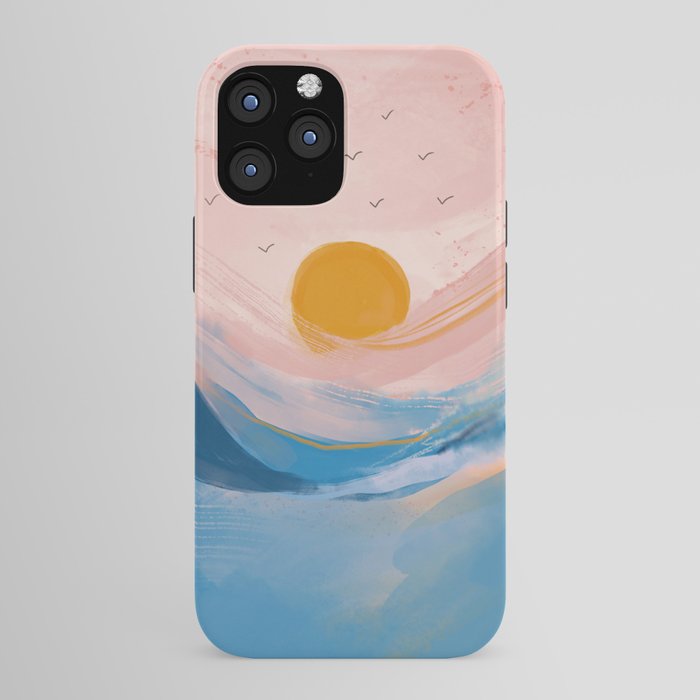 Pink and Blue Abstract Art Ocean and Sunrise iPhone Case Gallery Image 43