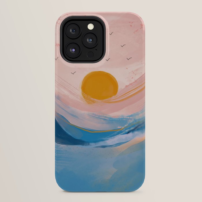 Pink and Blue Abstract Art Ocean and Sunrise iPhone Case Gallery Image 24