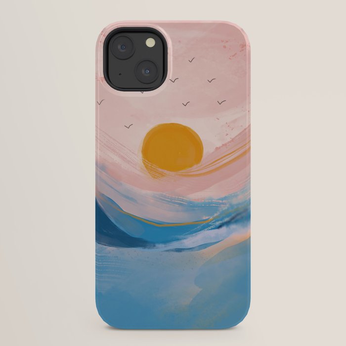 Pink and Blue Abstract Art Ocean and Sunrise iPhone Case Gallery Image 30