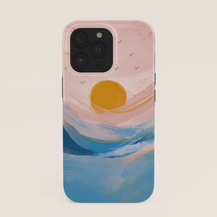 Pink and Blue Abstract Art Ocean and Sunrise iPhone Case Gallery Image 39