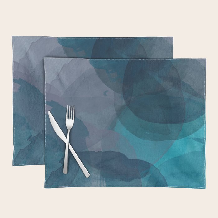Abstract Watercolor Circles in Ombre Blue Placemat Gallery Image 1