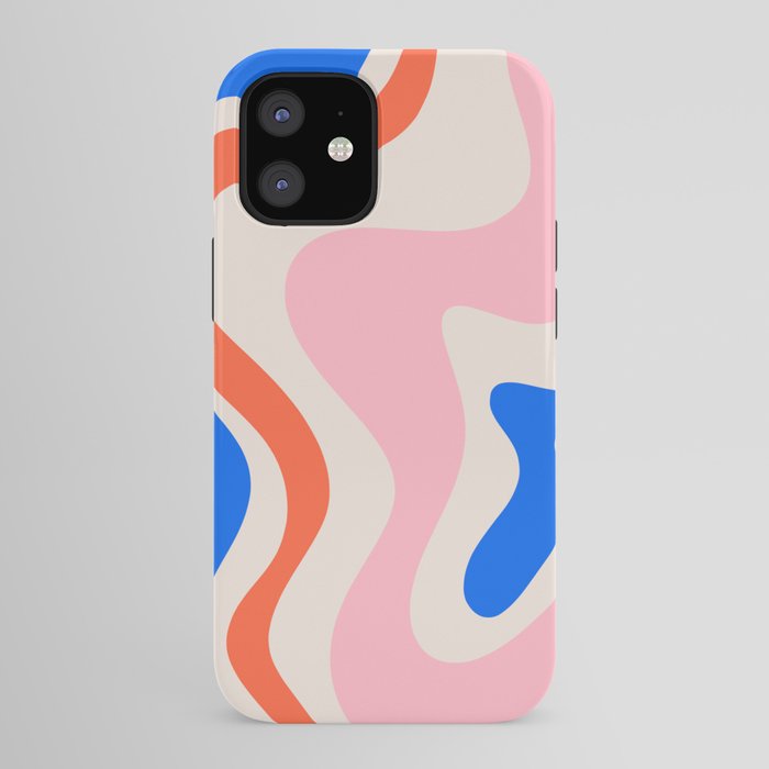 Retro Liquid Swirl Abstract Pattern Square Pink, Orange, and Royal Blue iPhone Case Gallery Image 41
