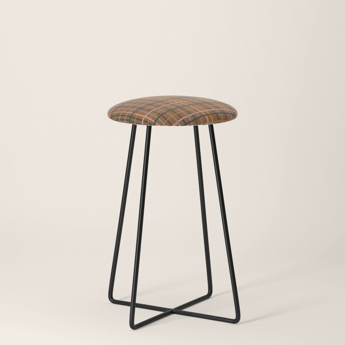 Retro Modern Boho Tartan Plaid Rust Navy Blush Mustard Gray Stool Gallery Image 3