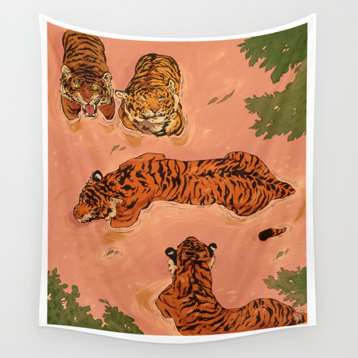 Tiger Beach Wall Tapestry Gallery Image 3