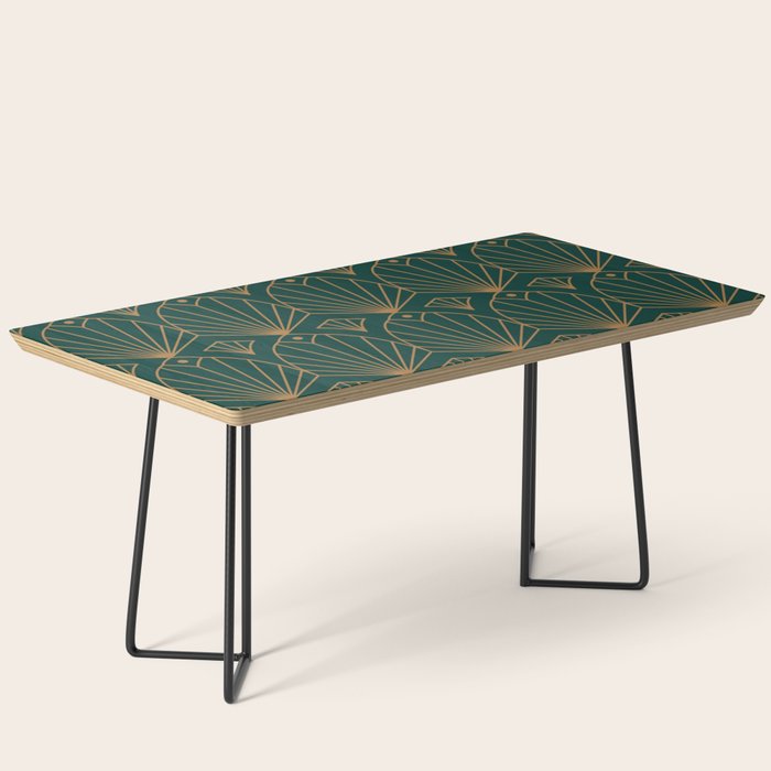 Art Deco Emerald Green & Gold Pattern Coffee Table Gallery Image 1