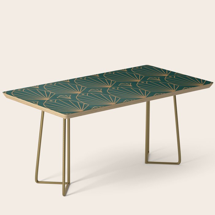 Art Deco Emerald Green & Gold Pattern Coffee Table Gallery Image 2