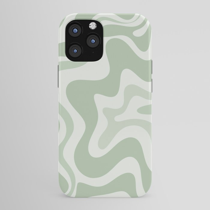 Retro Liquid Swirl Abstract Pattern Sage iPhone Case Gallery Image 43