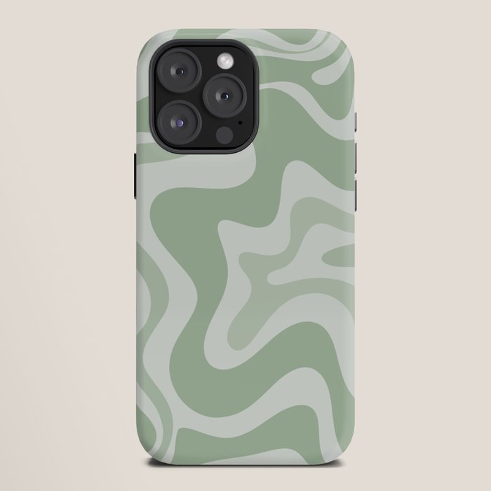 Retro Liquid Swirl Abstract Pattern Sage iPhone Case Gallery Image 12