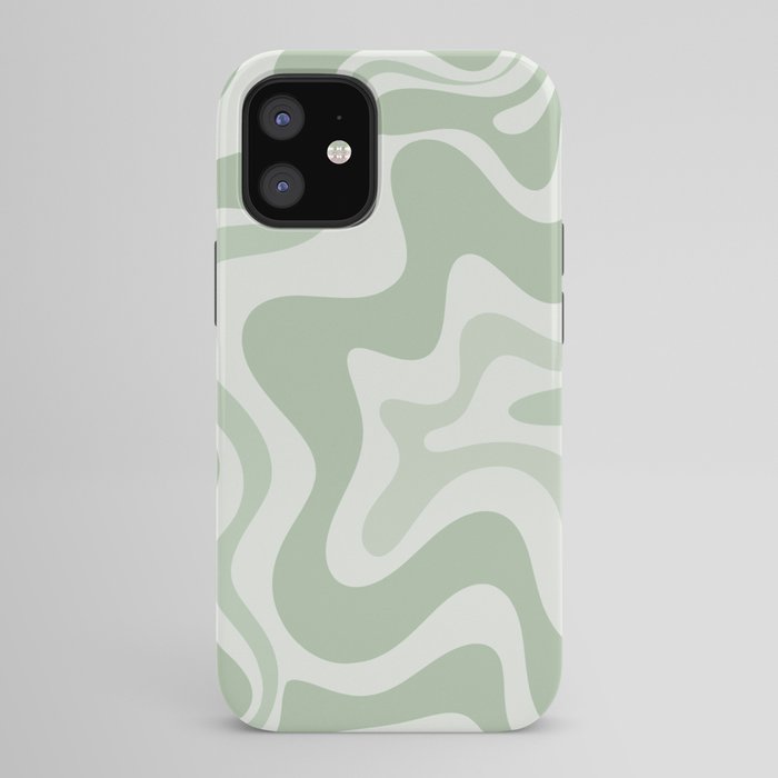 Retro Liquid Swirl Abstract Pattern Sage iPhone Case Gallery Image 42