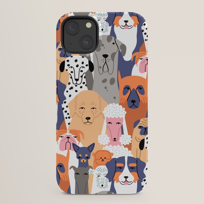 Funny diverse dog crowd character cartoon background iPhone Case Gallery Image 22