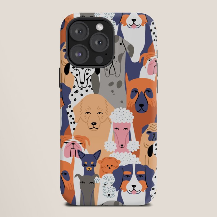 Funny diverse dog crowd character cartoon background iPhone Case Gallery Image 12