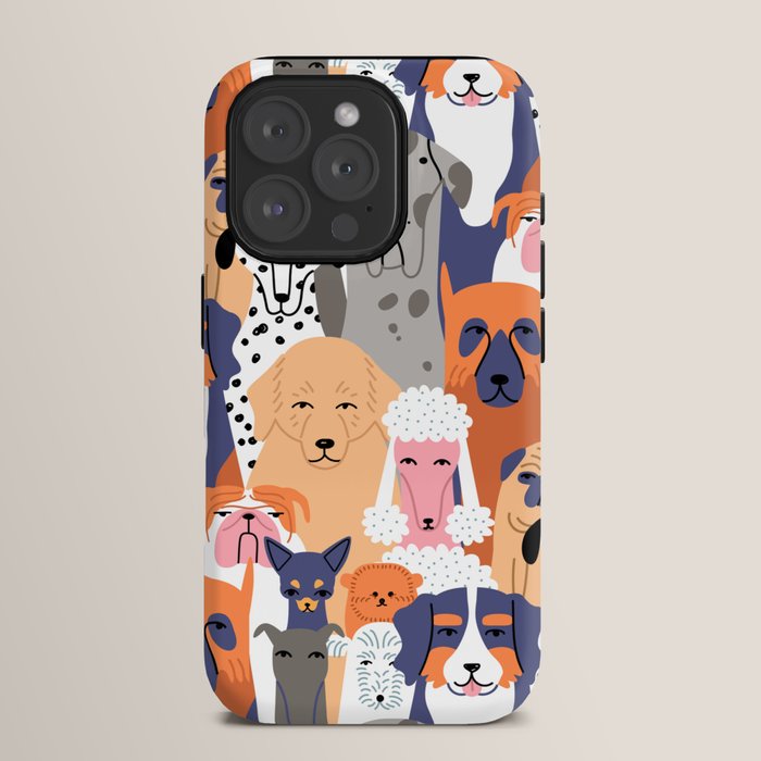 Funny diverse dog crowd character cartoon background iPhone Case Gallery Image 15