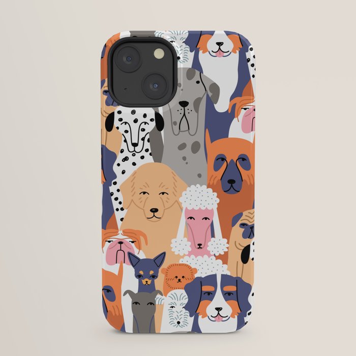 Funny diverse dog crowd character cartoon background iPhone Case Gallery Image 29