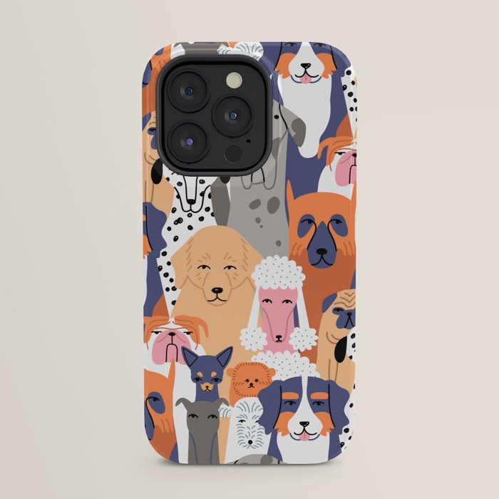 Funny diverse dog crowd character cartoon background iPhone Case Gallery Image 31