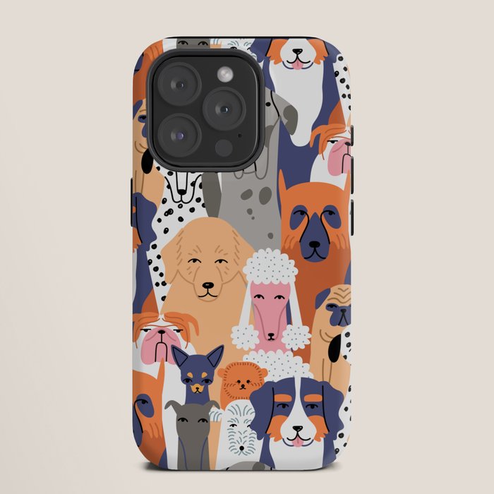 Funny diverse dog crowd character cartoon background iPhone Case Gallery Image 11