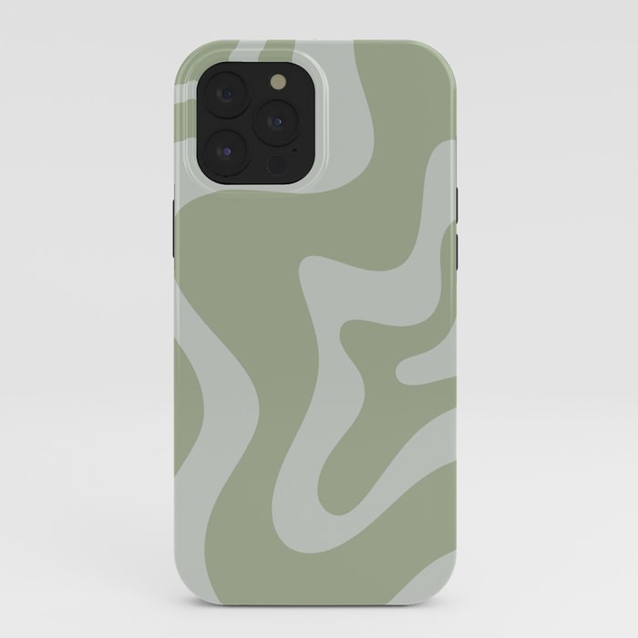 Retro Liquid Swirl Abstract Pattern in Sage Green iPhone Case Gallery Image 40