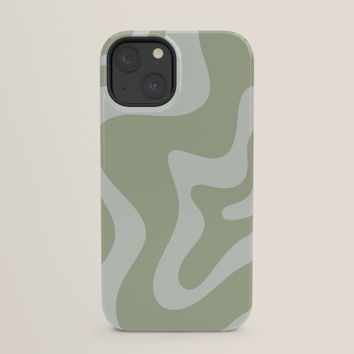 Retro Liquid Swirl Abstract Pattern in Sage Green iPhone Case Gallery Image 29