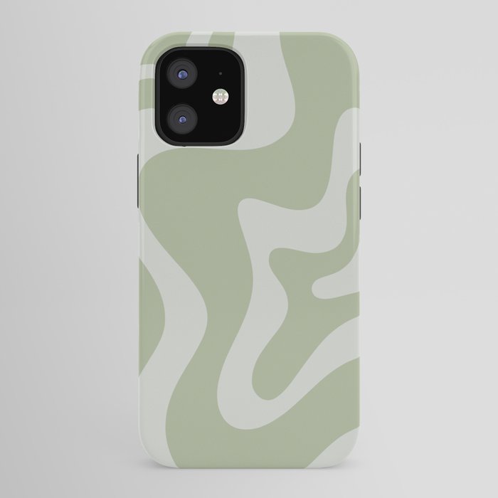 Retro Liquid Swirl Abstract Pattern in Sage Green iPhone Case Gallery Image 41