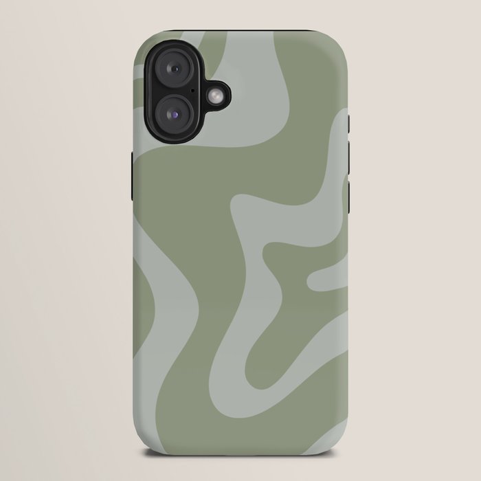 Retro Liquid Swirl Abstract Pattern in Sage Green iPhone Case Gallery Image 10