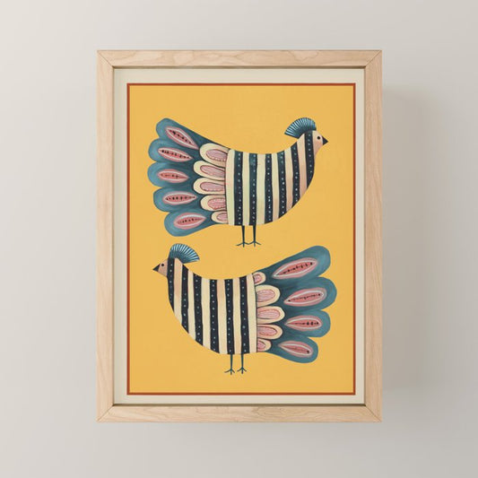 Striped Bird Pair II Mini Art Print Gallery Image 1
