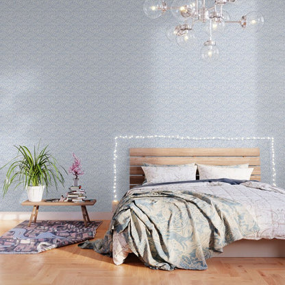 Ditsy Toile Floral Blue and White Wallpaper Gallery Image 1
