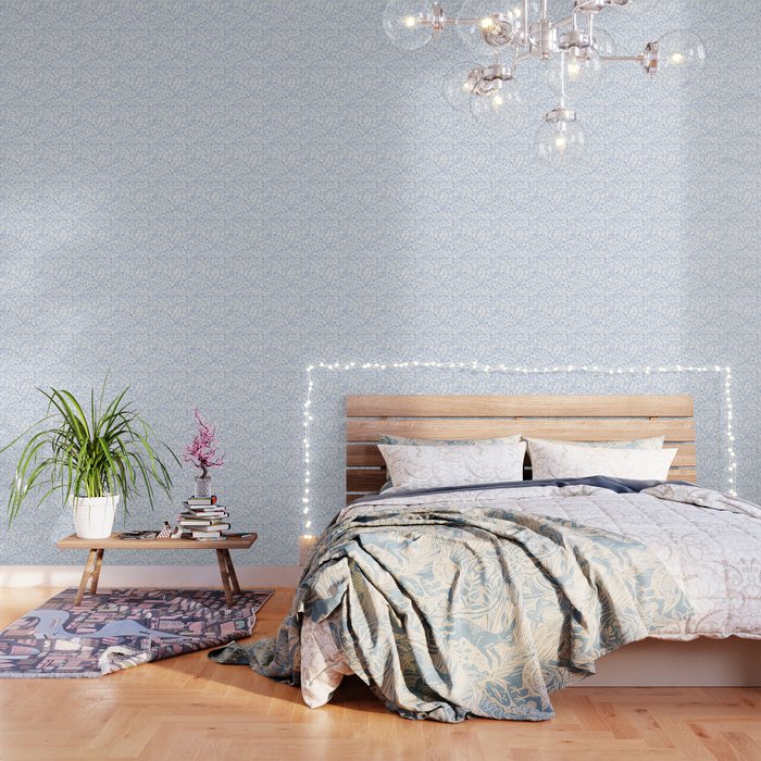 Ditsy Toile Floral Blue and White Wallpaper Gallery Image 2