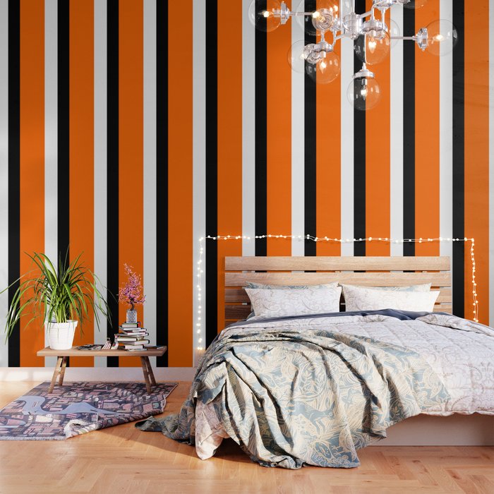 Modern White Black Orange Colorblock Wallpaper Gallery Image 2