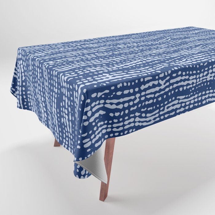 Mud Cloth Stitch Stripes Boho Indigo Blue Tablecloth Gallery Image 1