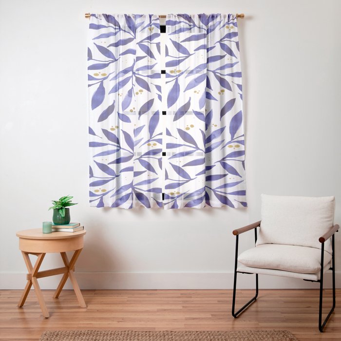 Pretty watercolor branches - blue and yellow Window Curtain Gallery Image 23