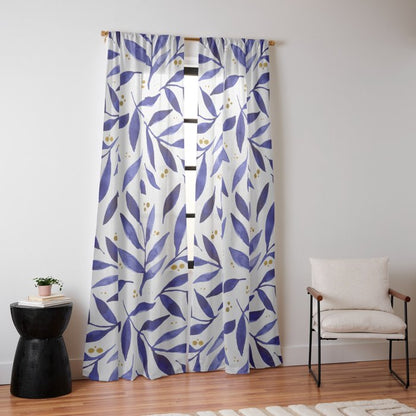 Pretty watercolor branches - blue and yellow Window Curtain Gallery Image 10