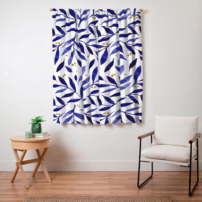Pretty watercolor branches - blue and yellow Window Curtain Gallery Image 7