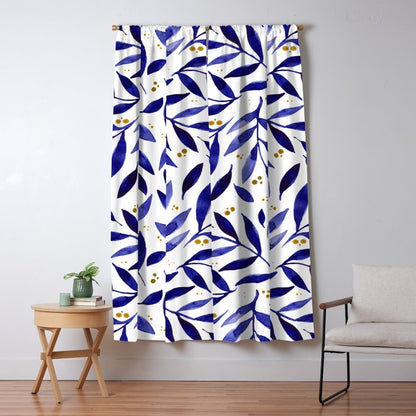 Pretty watercolor branches - blue and yellow Window Curtain Gallery Image 5