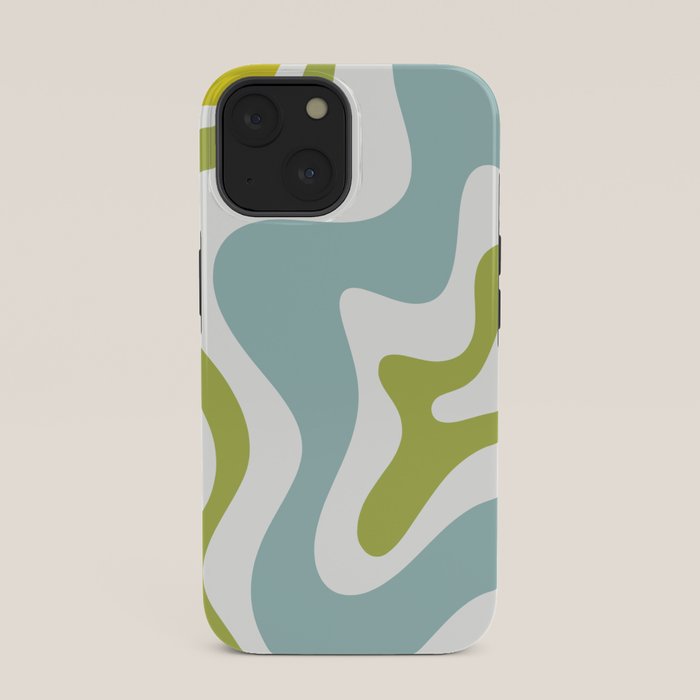 Retro Liquid Swirl Abstract Pattern Square Spring Green Ice Blue White iPhone Case Gallery Image 33
