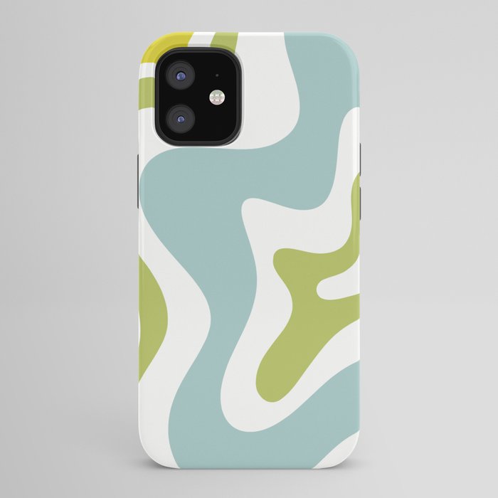 Retro Liquid Swirl Abstract Pattern Square Spring Green Ice Blue White iPhone Case Gallery Image 42