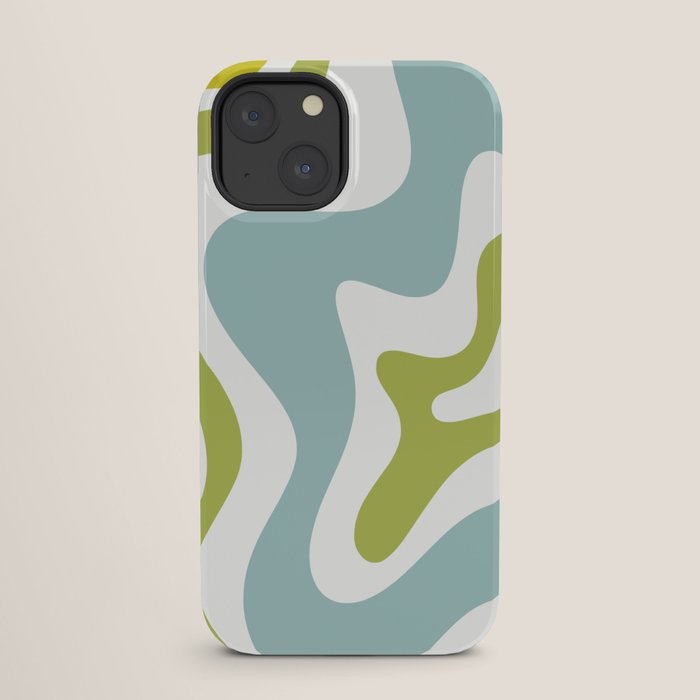 Retro Liquid Swirl Abstract Pattern Square Spring Green Ice Blue White iPhone Case Gallery Image 25
