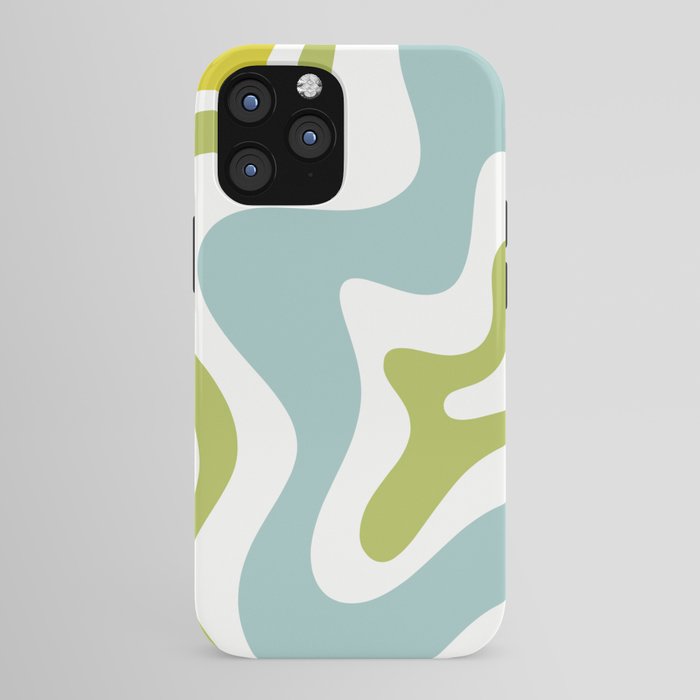 Retro Liquid Swirl Abstract Pattern Square Spring Green Ice Blue White iPhone Case Gallery Image 43