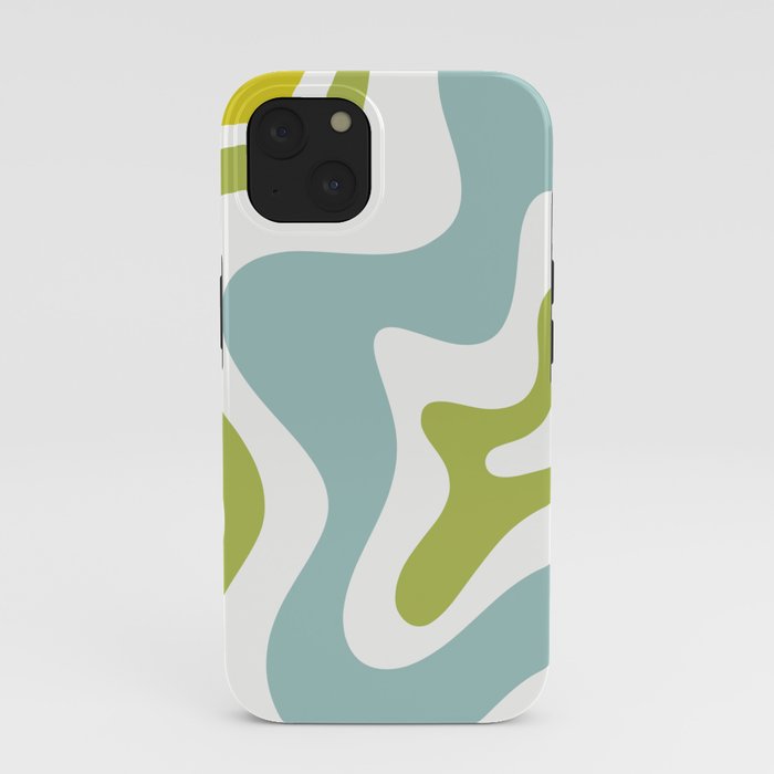 Retro Liquid Swirl Abstract Pattern Square Spring Green Ice Blue White iPhone Case Gallery Image 37