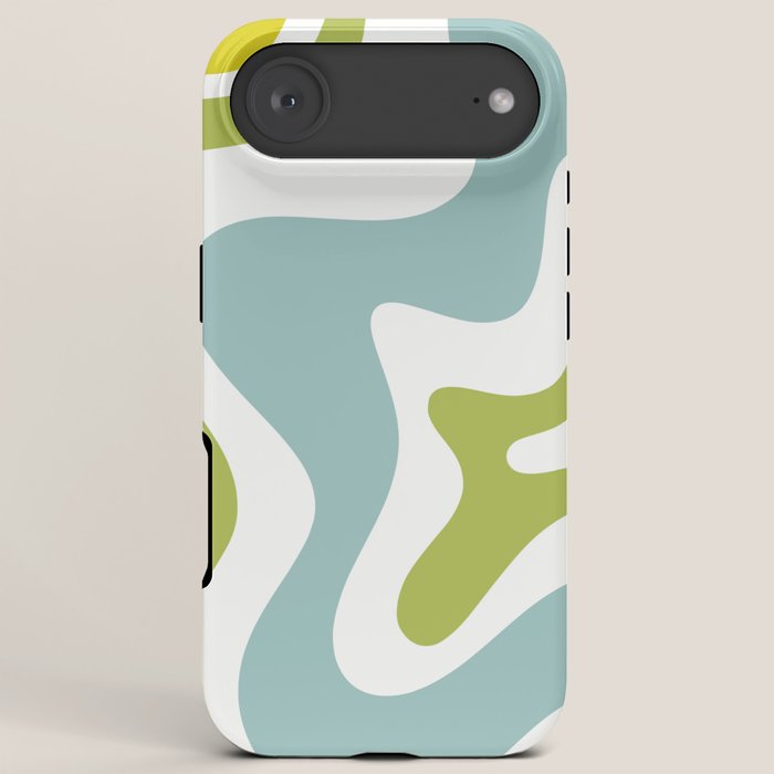 Retro Liquid Swirl Abstract Pattern Square Spring Green Ice Blue White iPhone Case Gallery Image 6