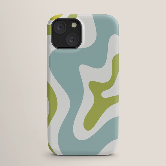 Retro Liquid Swirl Abstract Pattern Square Spring Green Ice Blue White iPhone Case Gallery Image 17