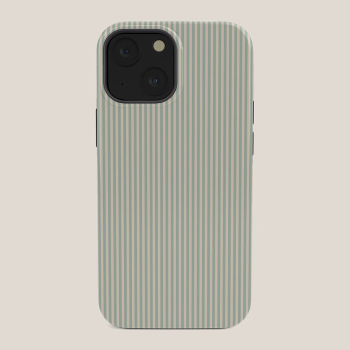 Ultra Fine Stripes Vertical Minimalist Pattern in Light Celadon Blue Green and Cream iPhone Case Gallery Image 34