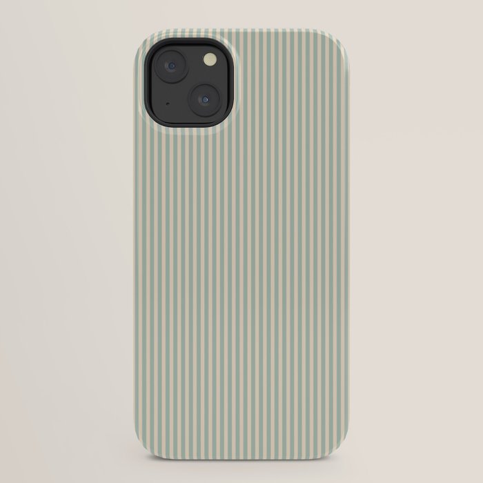 Ultra Fine Stripes Vertical Minimalist Pattern in Light Celadon Blue Green and Cream iPhone Case Gallery Image 30