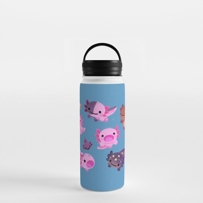 Happy axolotl - blue Water Bottle Gallery Image 3