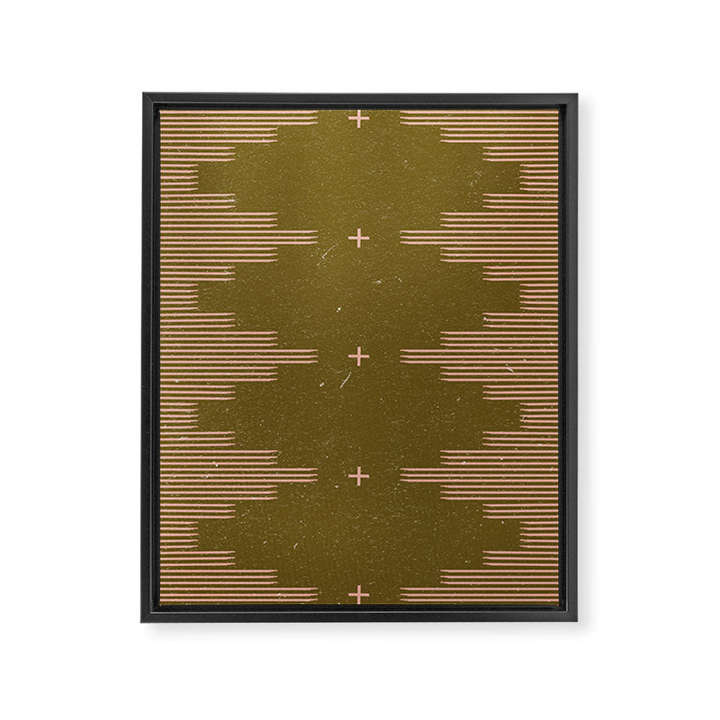 Southwestern Minimalist Retro Green & Pink Framed Canvas Print Gallery Image 3