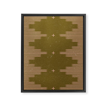 Southwestern Minimalist Retro Green & Pink Framed Canvas Print Gallery Image 3