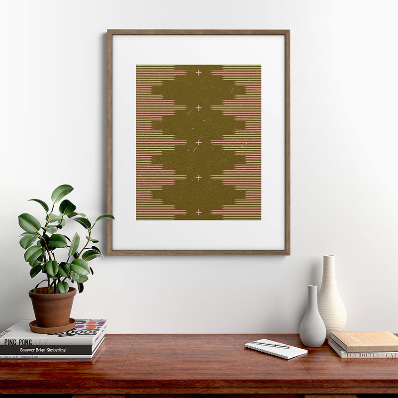 Southwestern Minimalist Retro Green & Pink Framed Art Print Gallery Image 19